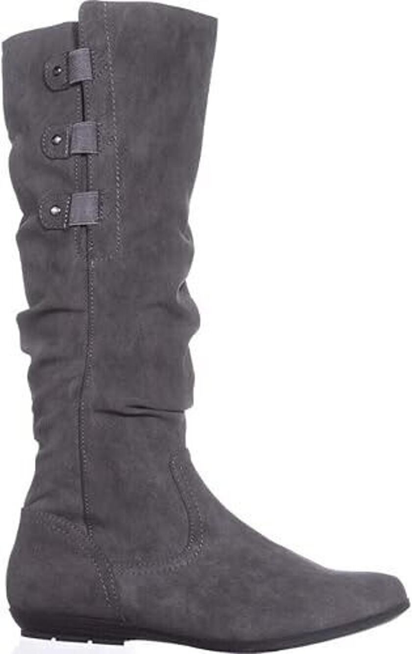 Cliffs White Mountain Womens 10 Felisa Gray Faux Leather Knee High Flat Boots